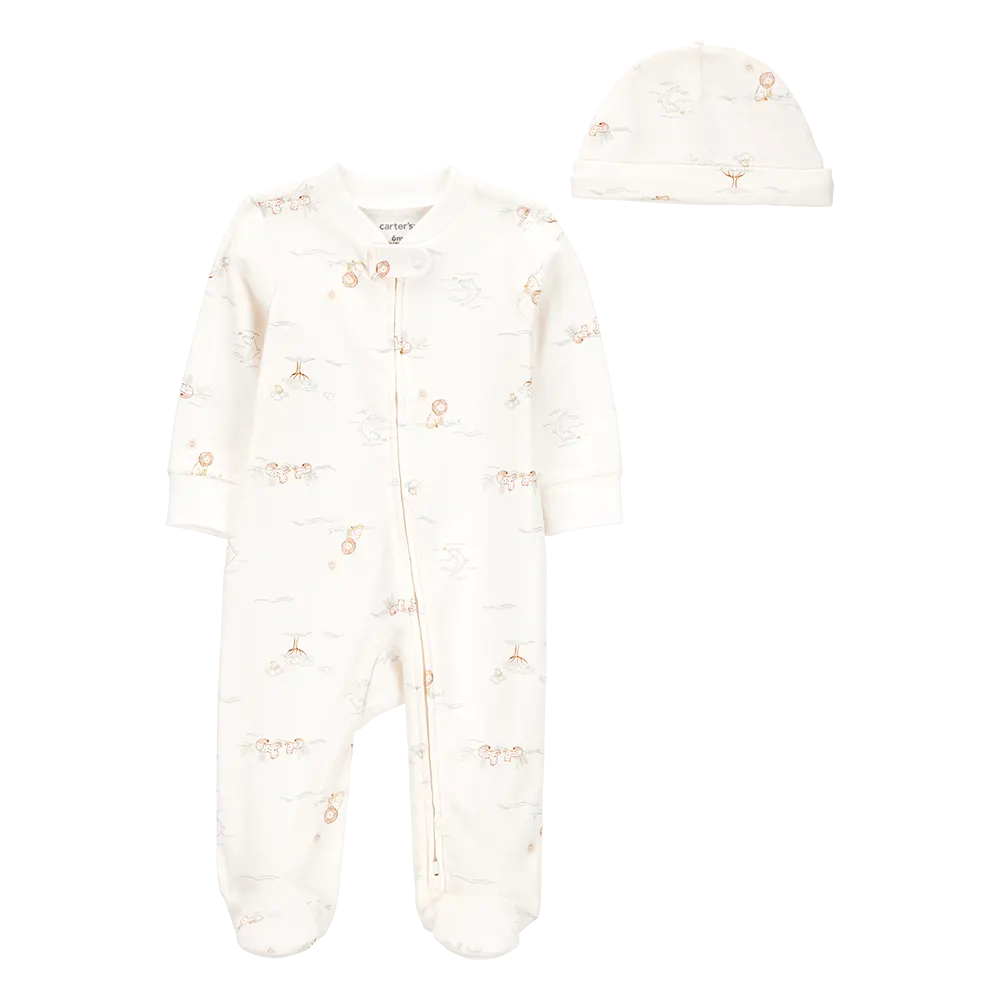 Ensemble 2 pièces pyjama et bonnet bébé garçon