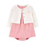 Ensemble robe-body et cardigan bébé fille