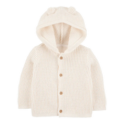 Cardigan à capuche avec oreilles 3D bébé - Ivoire