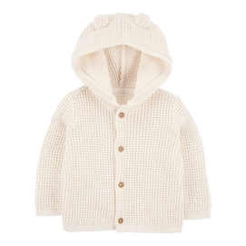 Cardigan à capuche avec oreilles 3D bébé - Ivoire