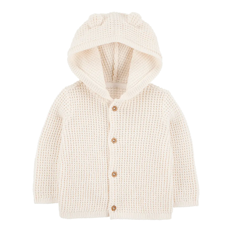 Cardigan à capuche avec oreilles 3D bébé - Ivoire