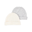 Lot de 2 bonnets de naissance bébé - Gris/Ivoire
