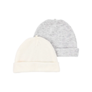 Lot de 2 bonnets de naissance bébé - Gris/Ivoire