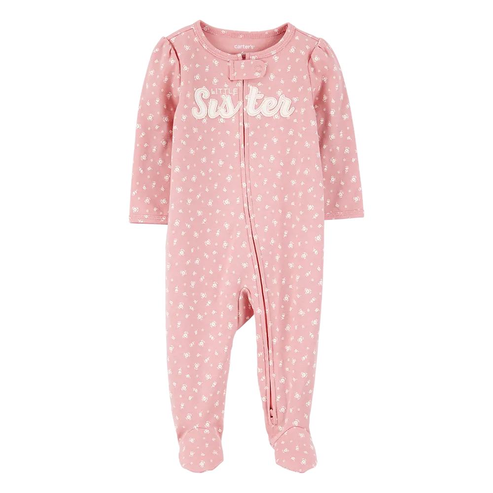 Pyjama dors-bien zippé "Petite Sœur" bébé fille