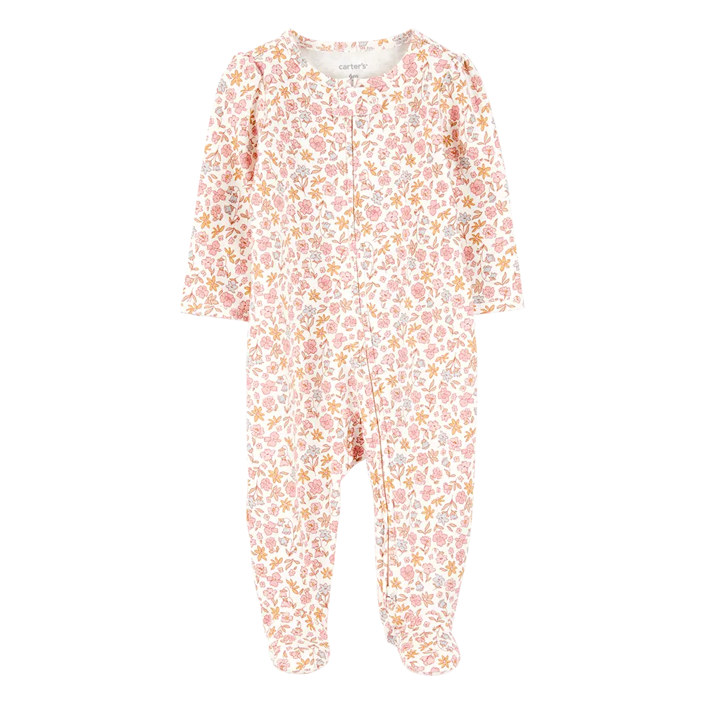 Pyjama dors-bien zippé floral bébé fille - Coton