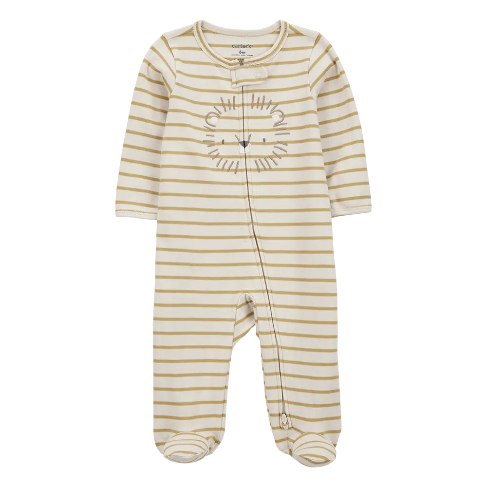 Pyjama dors-bien zippé lion rayé bébé garçon - Coton