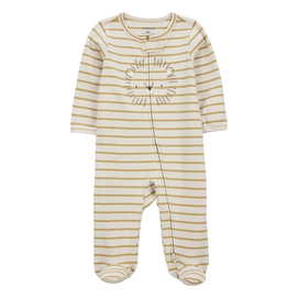 Pyjama dors-bien zippé lion rayé bébé garçon - Coton