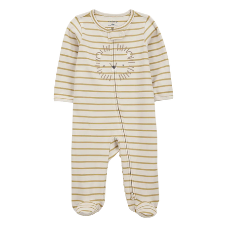 Pyjama dors-bien zippé lion rayé bébé garçon - Coton