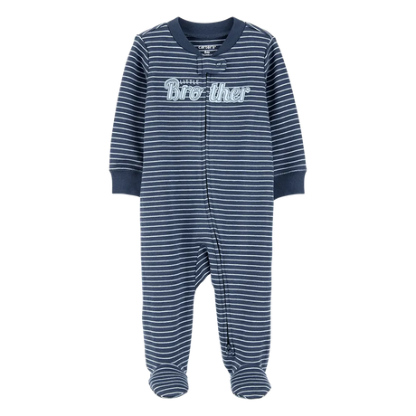 Pyjama dors-bien zippé "Petit Frère" rayé bébé