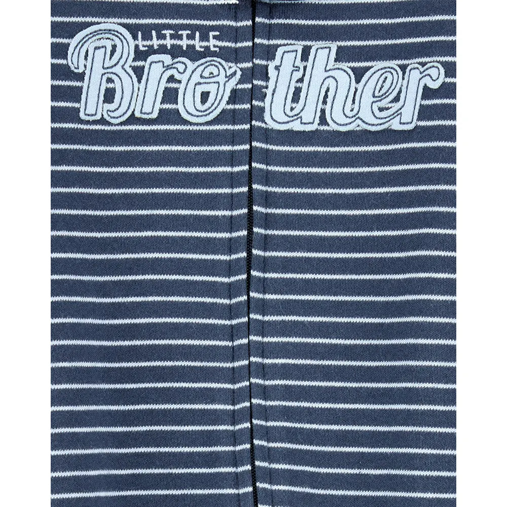 Pyjama dors-bien zippé "Petit Frère" rayé bébé