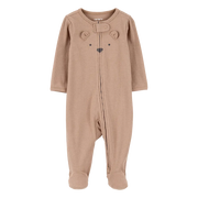 Pyjama dors-bien zippé côtelé ours bébé - Brun