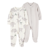 Lot de 2 pyjamas zippés éléphant bébé
