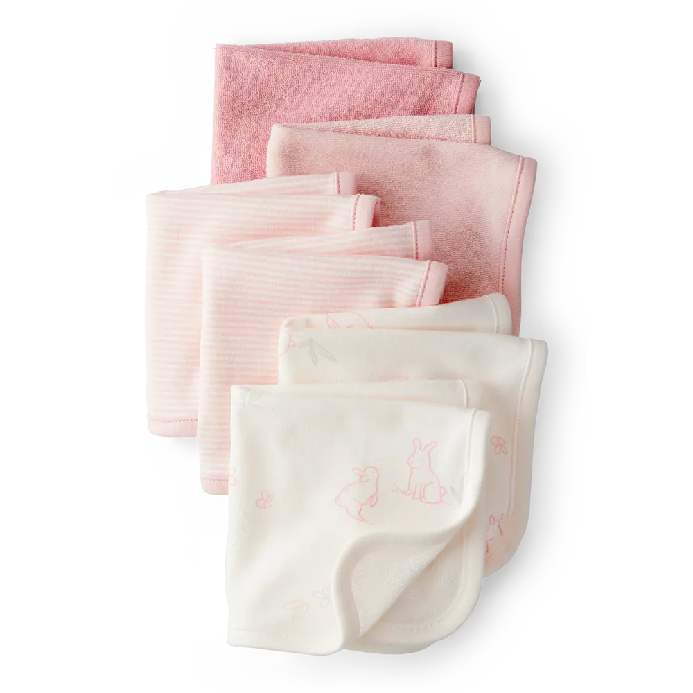Lot de 6 débarbouillettes bébé fille - Rose