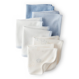 Lot de 6 débarbouillettes bébé garçon - Bleu