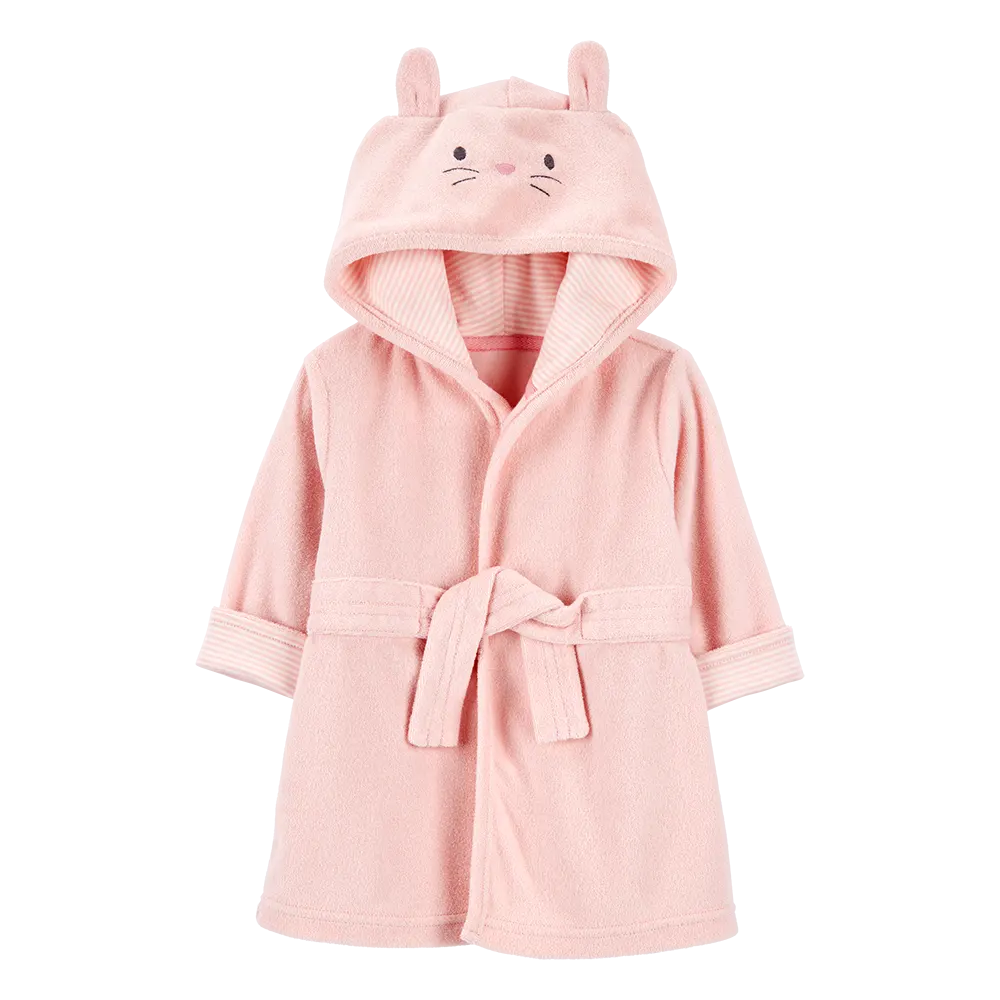 Peignoir à capuche lapin bébé fille - Rose
