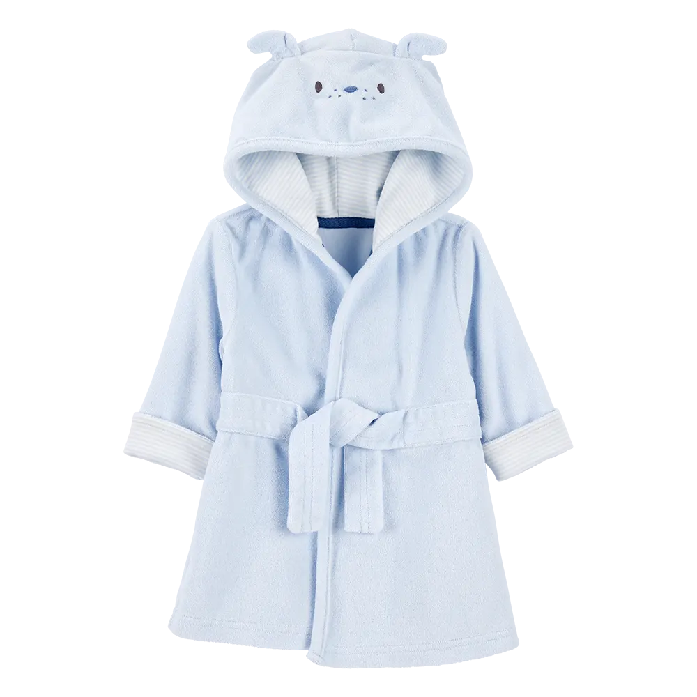 Peignoir à capuche chien bébé garçon - Bleu