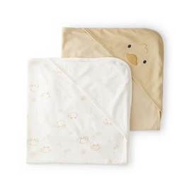 Lot de 2 serviettes à capuche bébé - Jaune