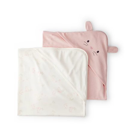 Lot de 2 serviettes à capuche bébé fille - Rose