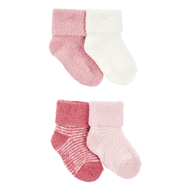 Lot de 4 paires de chaussons chenille bébé fille