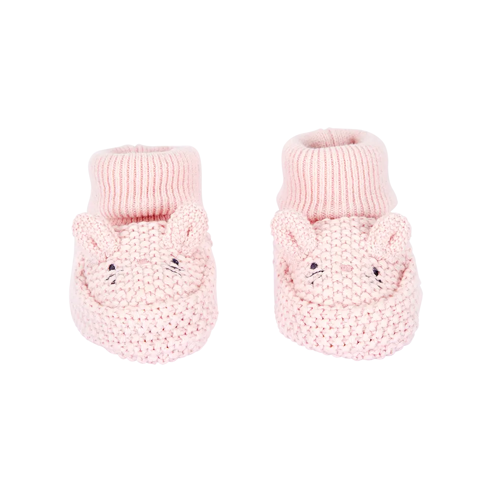 Chaussons en crochet lapin bébé fille - Rose