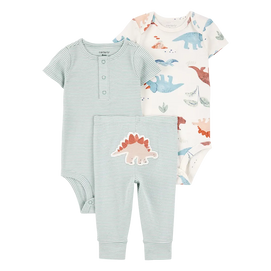 Ensemble 3 pièces dinosaure bébé garçon - Coton