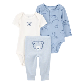 Ensemble 3 pièces ours pour bébé garçon - Coton