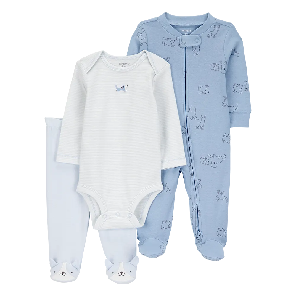 Ensemble 3 pièces chiot pour bébé garçon - Coton