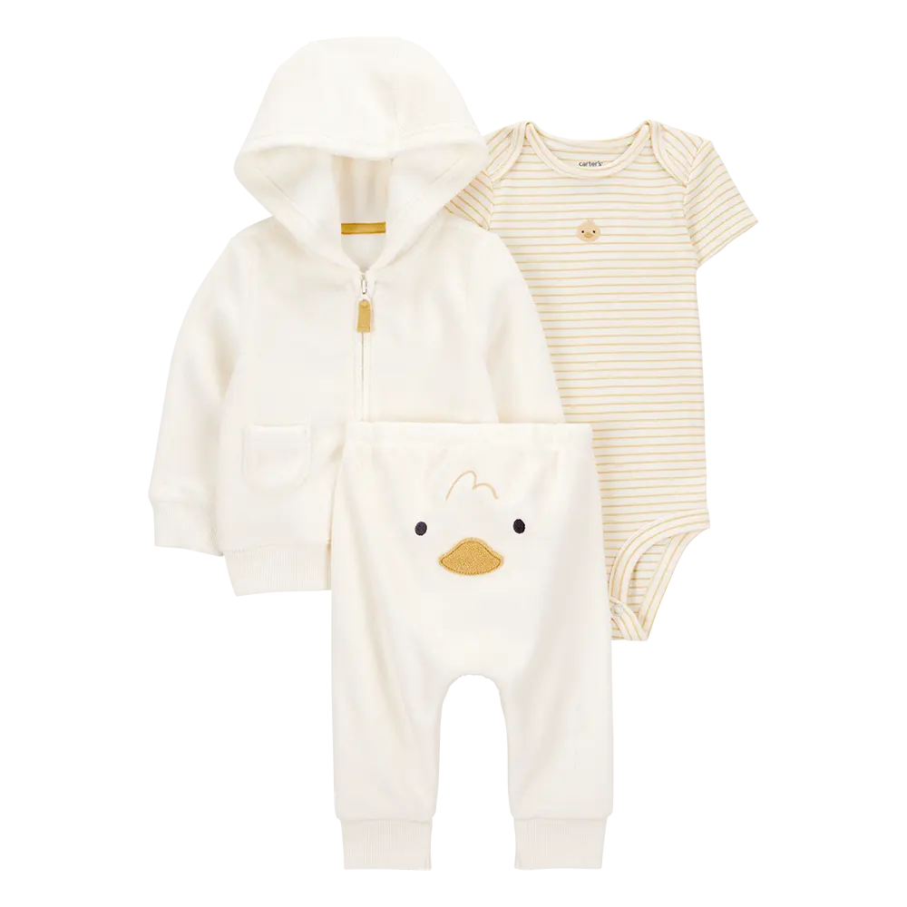 Ensemble 3 pièces cardigan canard bébé - Unisexe