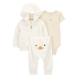 Ensemble 3 pièces cardigan canard bébé - Unisexe