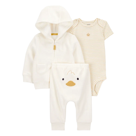 Ensemble 3 pièces cardigan canard bébé - Unisexe