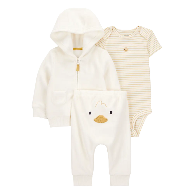 Conjunto de 3 piezas con cardigan para bebé Carter's - Pato