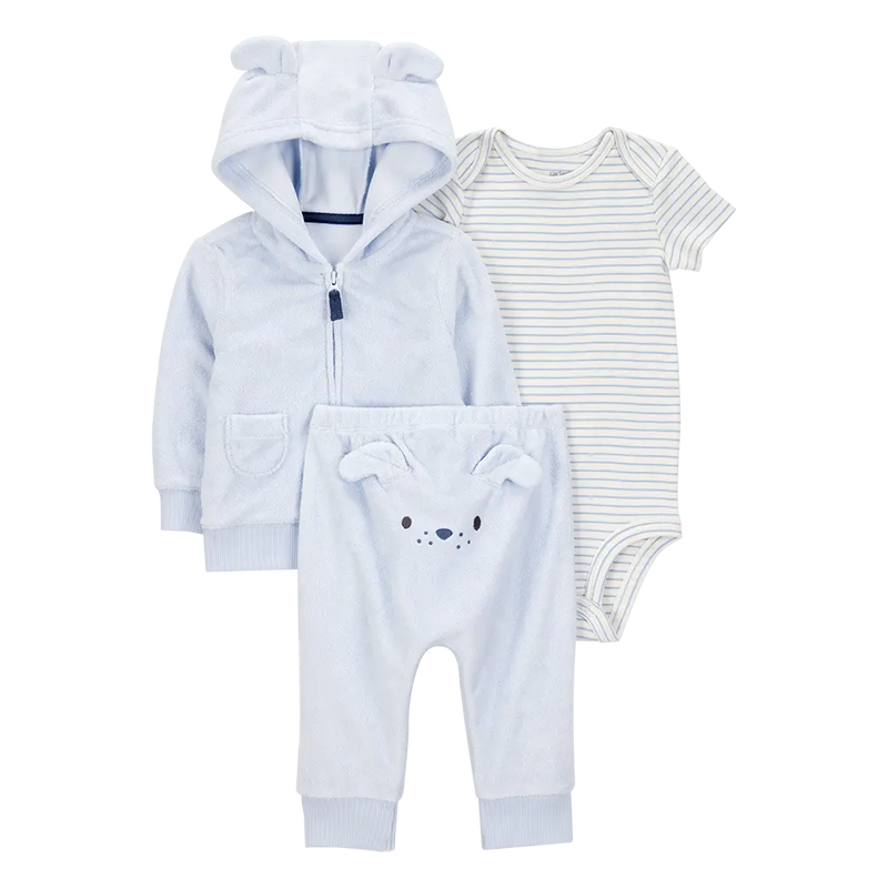 Conjunto de 3 piezas con cardigan para bebé niño Carter's - Perro azul