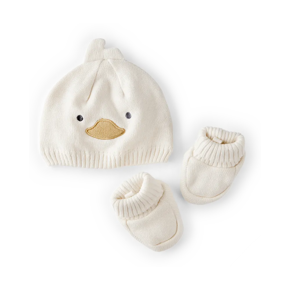 Coffret cadeau bonnet et chaussons canard - Blanc