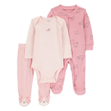 Ensemble 3 pièces chiot pour bébé fille - Coton
