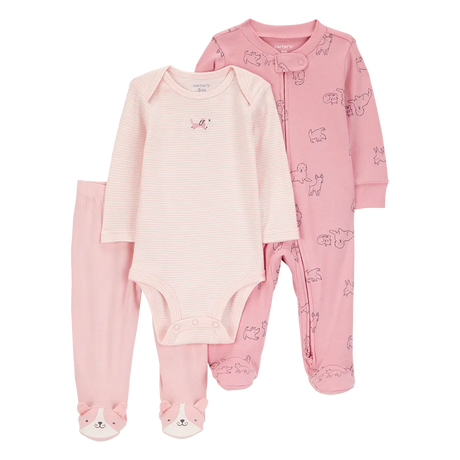 Ensemble 3 pièces chiot pour bébé fille - Coton