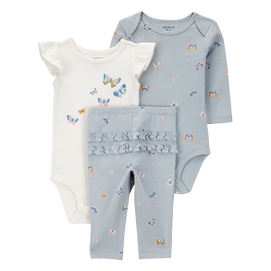 Ensemble 3 pièces papillon pour bébé fille - Coton