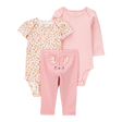 Ensemble 3 pièces souris florale bébé fille - Coton