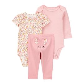 Ensemble 3 pièces souris florale bébé fille - Coton