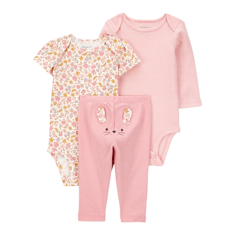 Ensemble 3 pièces souris florale bébé fille - Coton