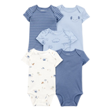 Lot de 5 bodys chien bébé garçon - 100% Coton