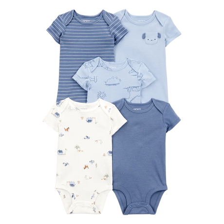 Lot de 5 bodys chien bébé garçon - 100% Coton