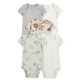 Lot de 5 bodys manches courtes safari bébé