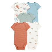 Lot de 5 bodys dinosaure bébé garçon - Coton