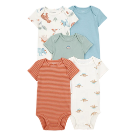 Lot de 5 bodys dinosaure bébé garçon - Coton