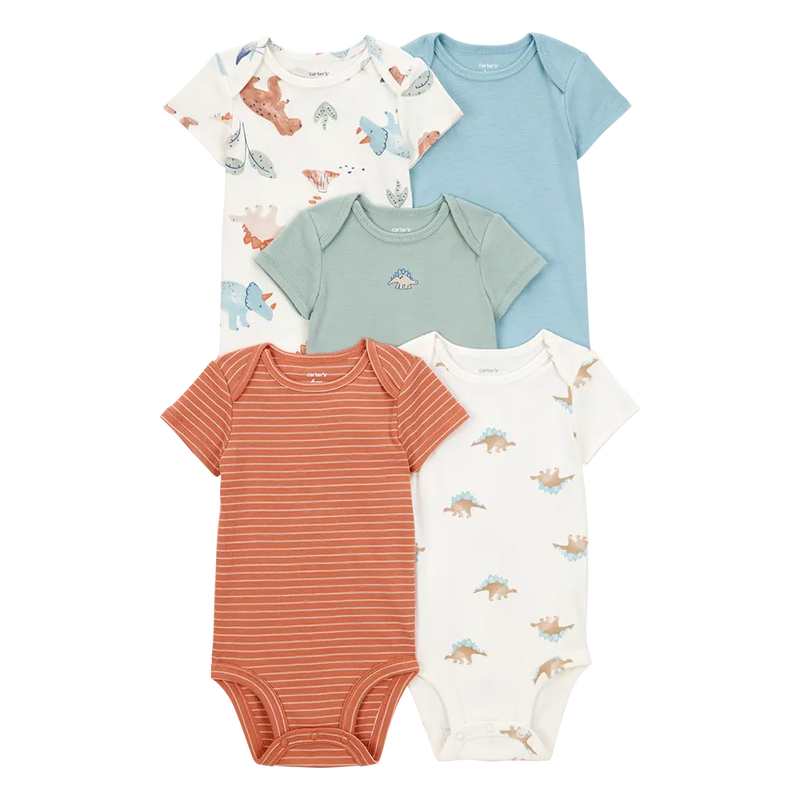 Lot de 5 Bodies en Coton Bébé Garçon Carter's - Dinosaure