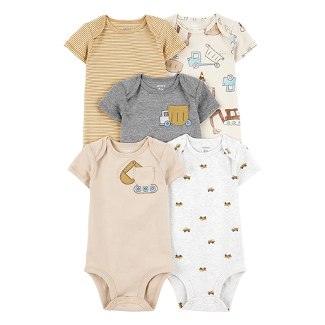 Lot de 5 bodys manches courtes bébé garçon - Chantier