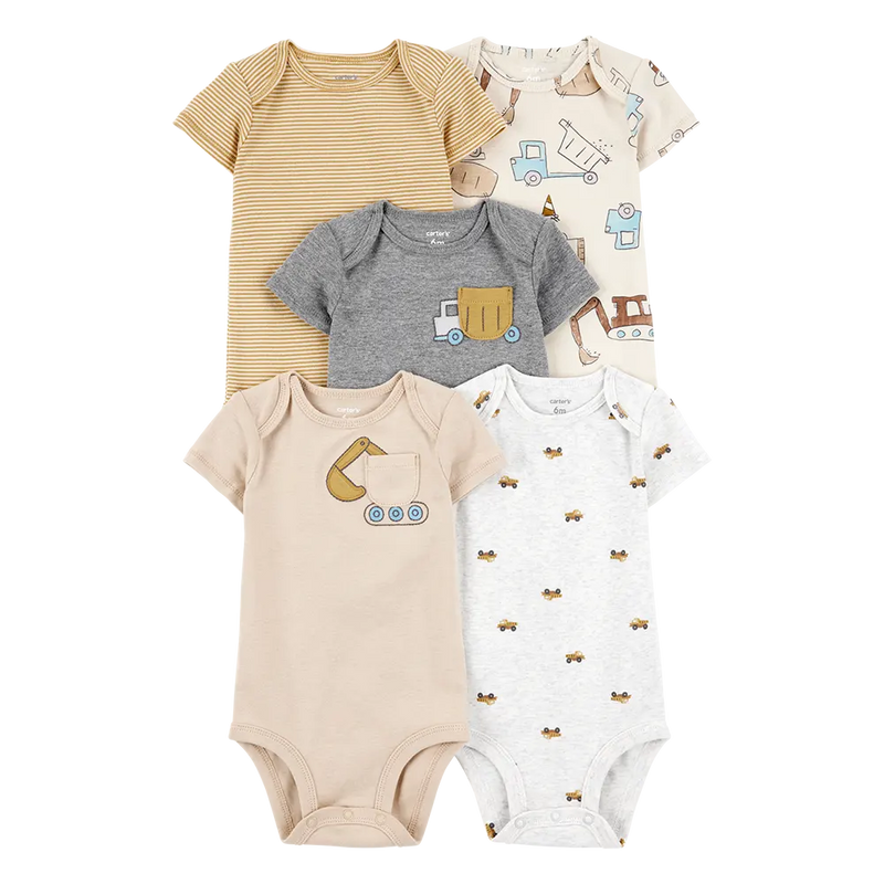 Lot de 5 Bodies Manches Courtes Bébé Garçon Carter's - Chantier