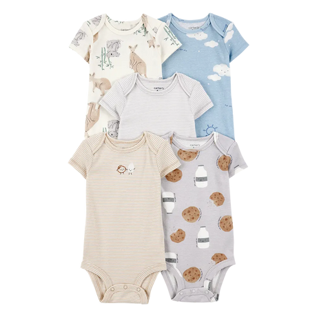 Lot de 5 bodys kangourou bébé garçon - Coton