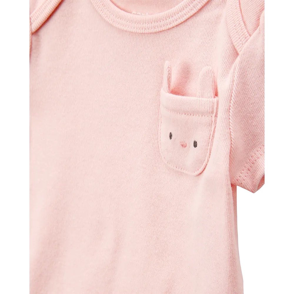 Lot de 5 bodys lapin fleuri bébé fille - Coton