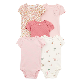 Lot de 5 bodys lapin fleuri bébé fille - Coton